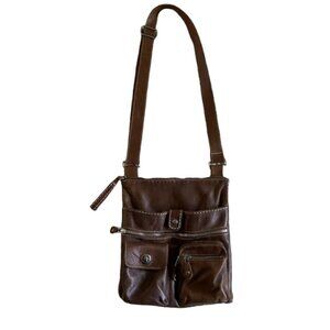Roots Genuine Leather Crossbody Bag Brown